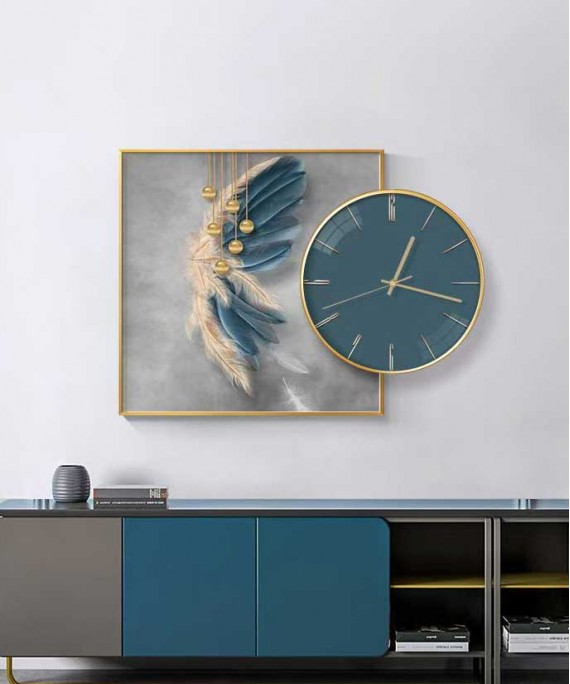 60*60 Cm Green Crytsall Porsalein Painting With Led Light And Clock 50*50 Cm 